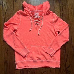 Orange Neon Coral Lace-Up Hoodie